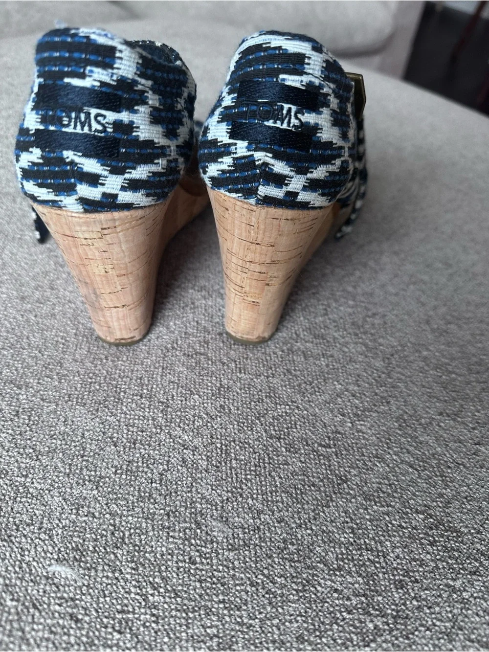 Toms Blue and White Woven Slip-On